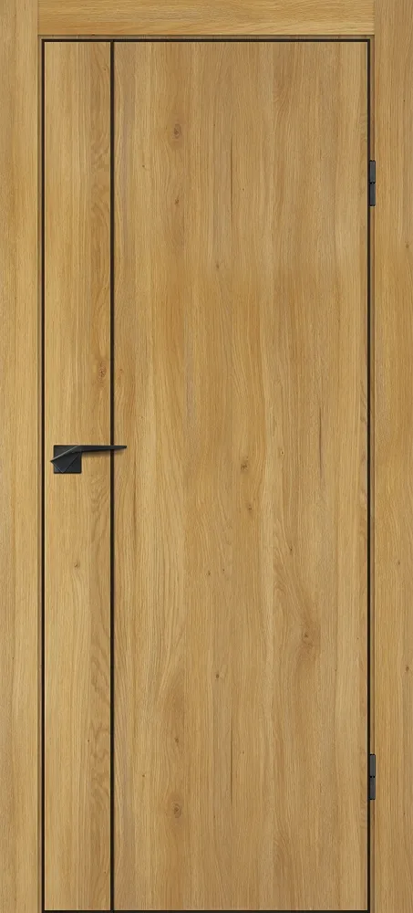 Фото Межкомнатная дверь P-21  черный молдинг PET,  кромка ABS черная c 4-х ст. Дуб золотистый